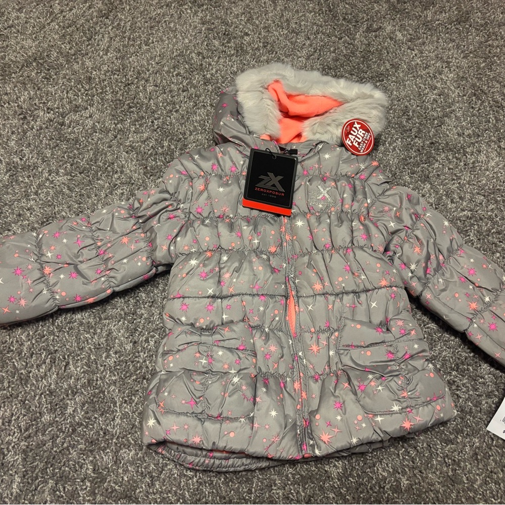 ZeroXposur Gray Jacket with Pink and White Stars